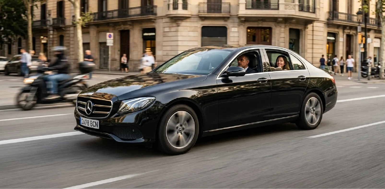Luxury car city street