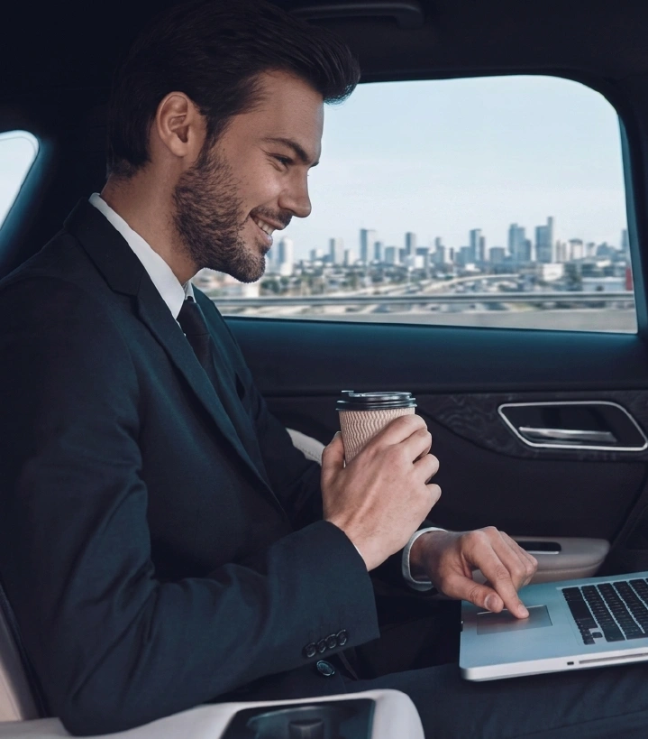 Man working in taxi
