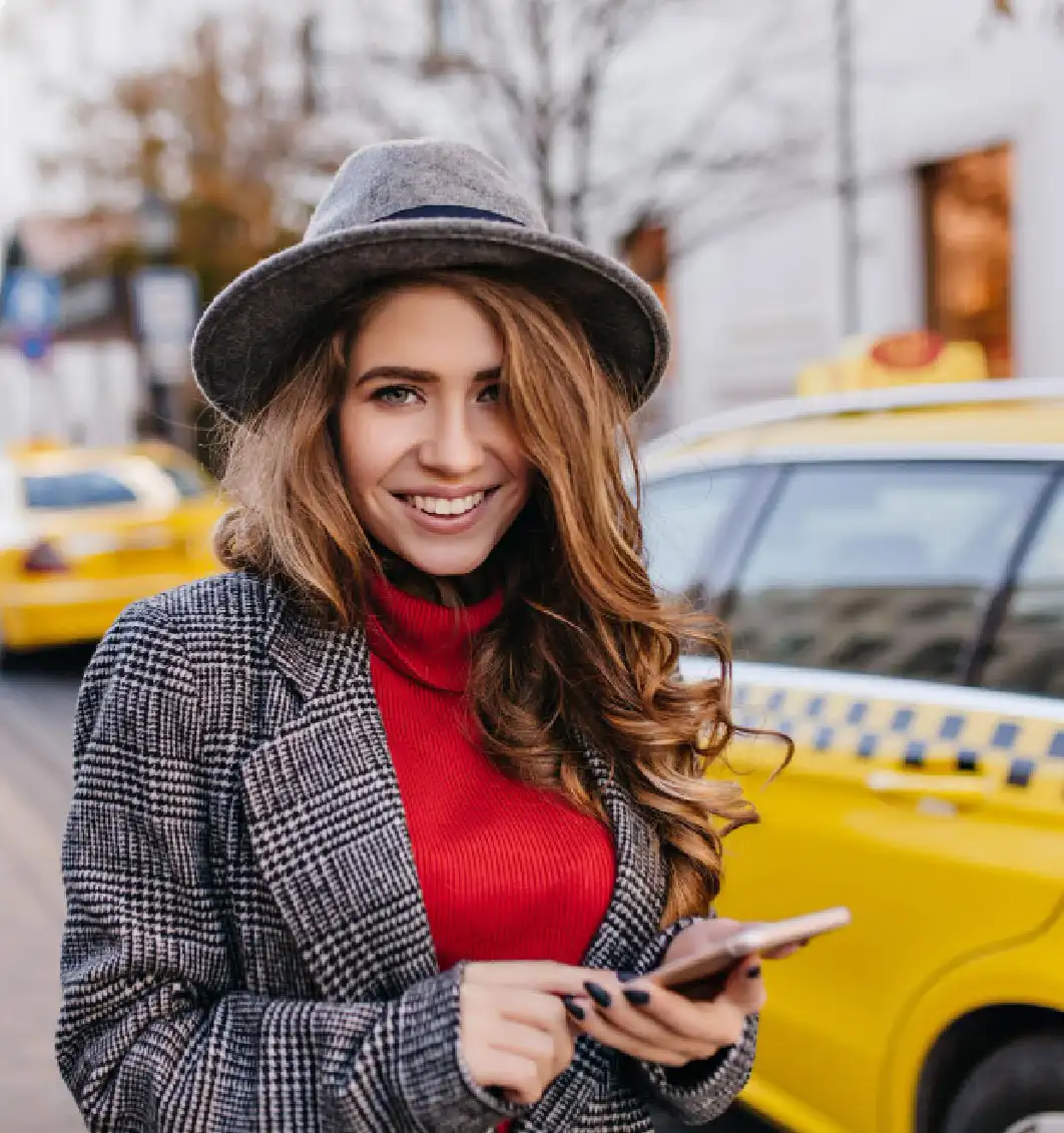Woman waiting for taxi