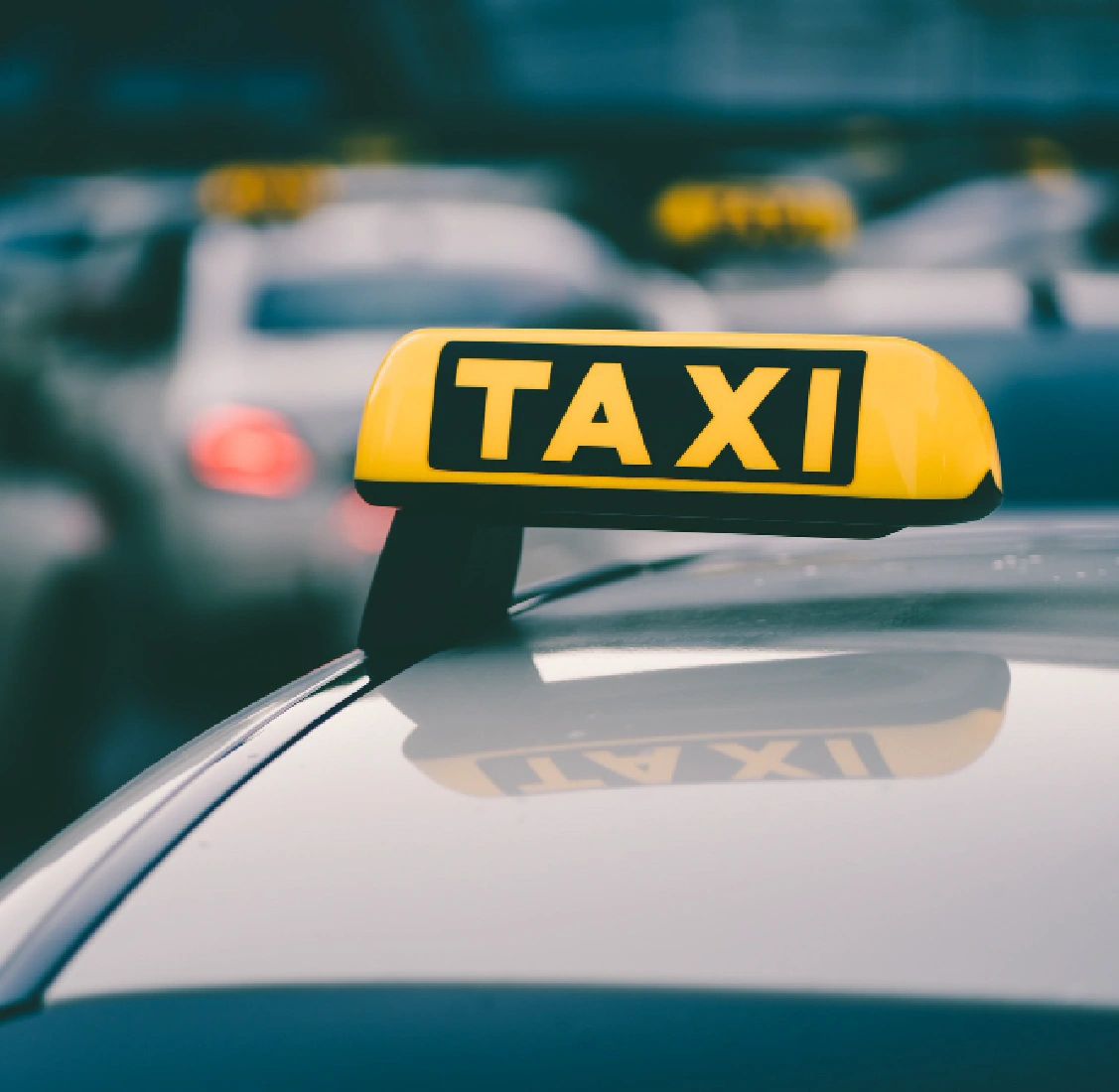 Taxi sign close up