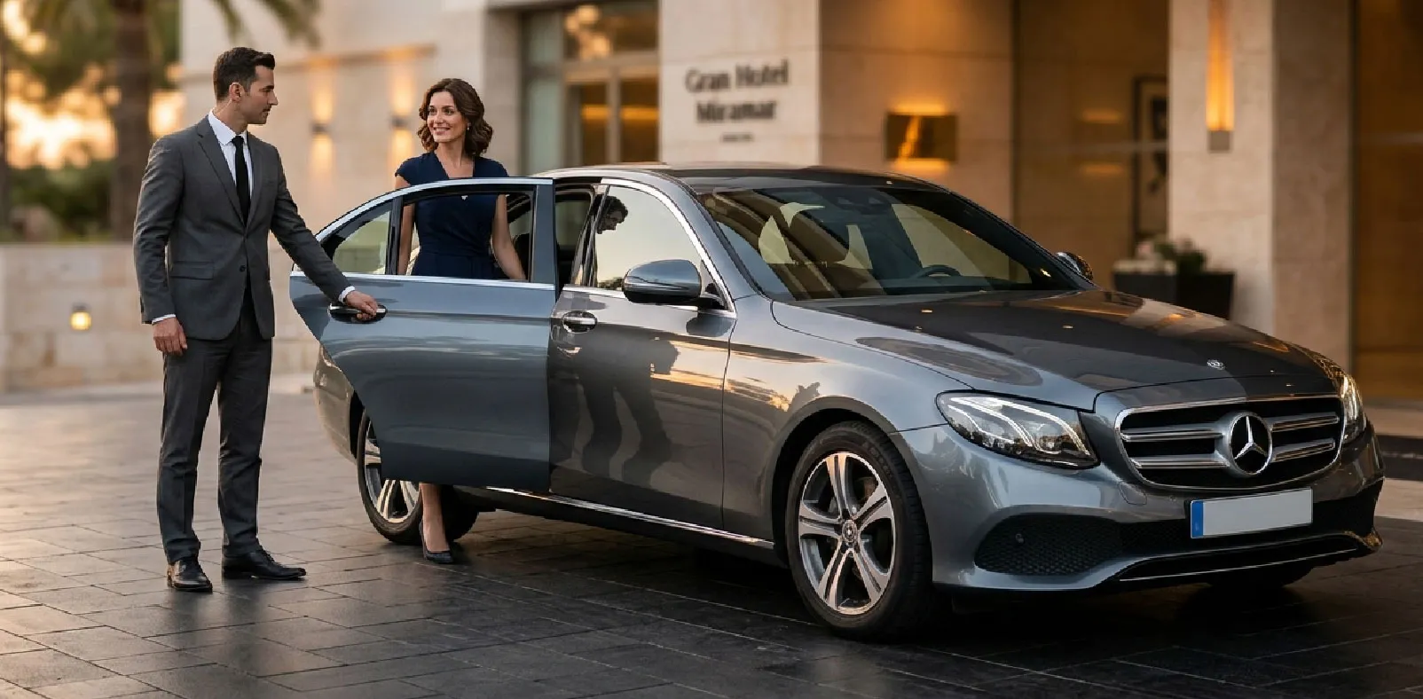 Chauffeur opening luxury car